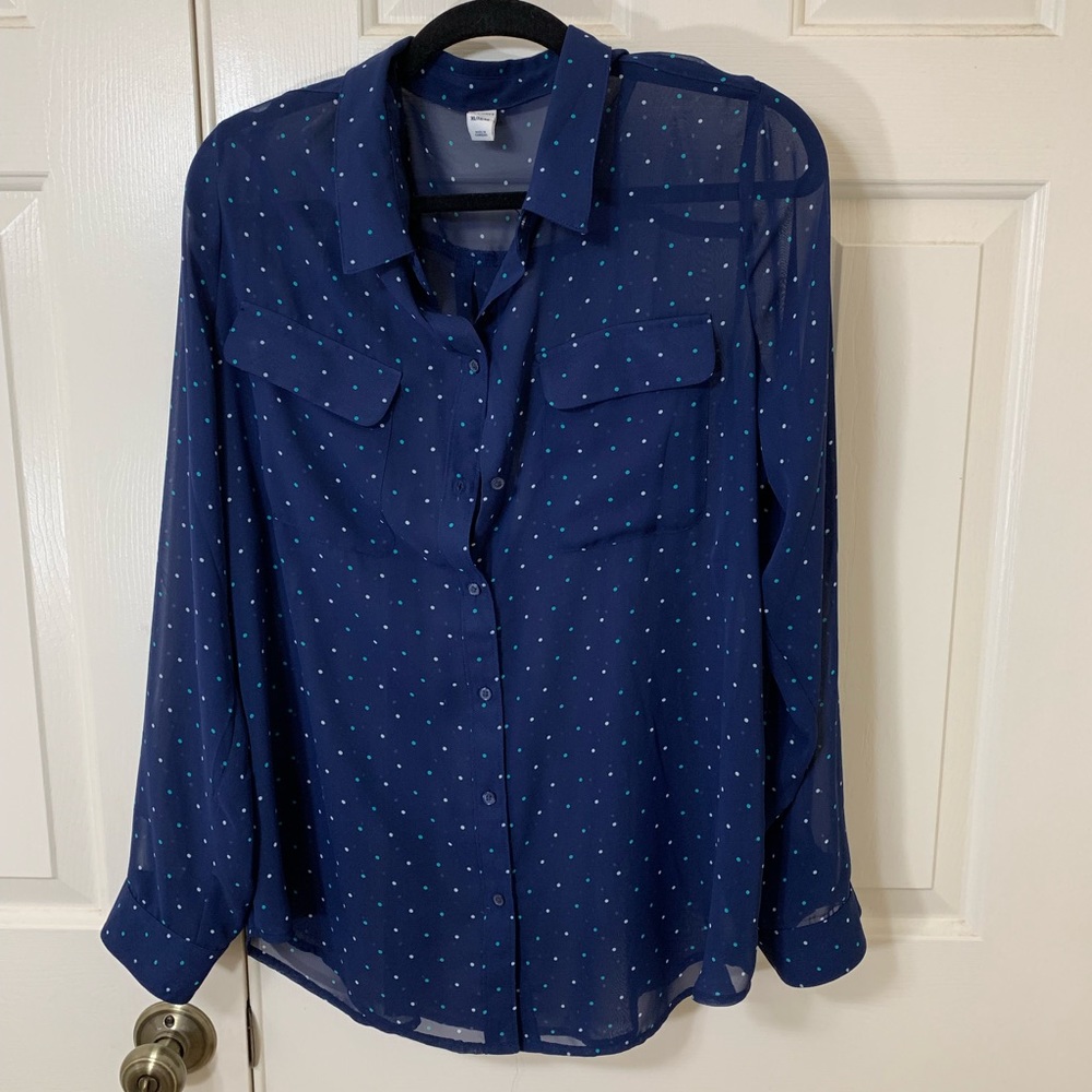 XL OLd NAVY BLUE SHEER BUTTON UP SHIRT